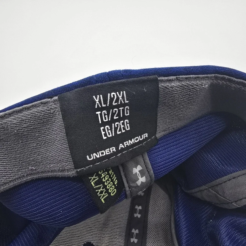 Under Armour UA Navy Blue Stretch Fit Hat Cap XL/2XL Embroidered Logo